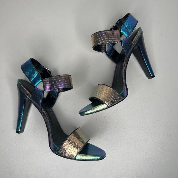 Karl Lagerfeld Cieone Iridescent Embossed Heels Size 7.5 - Picture 3 of 10